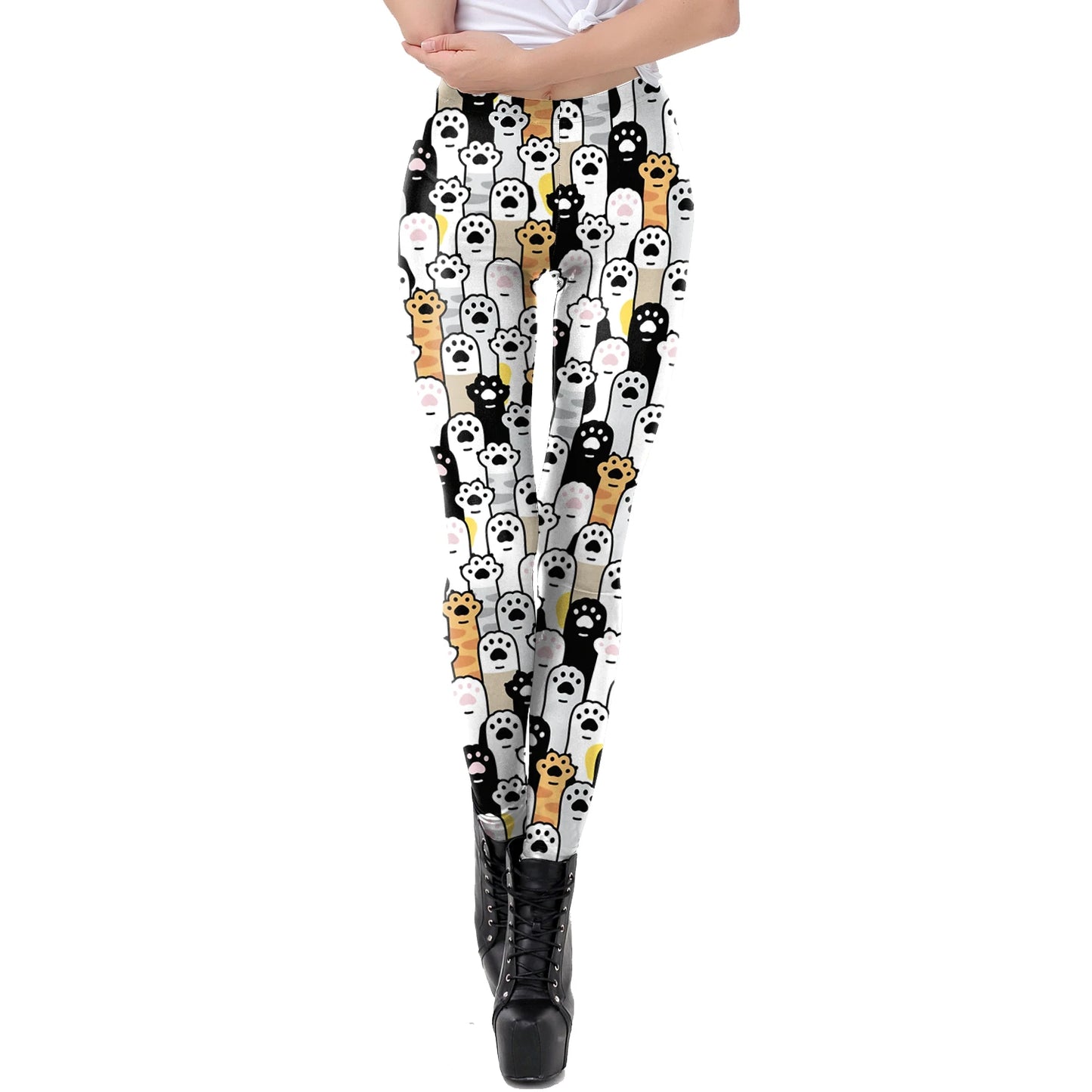Cat Print Elastic Women Leggings