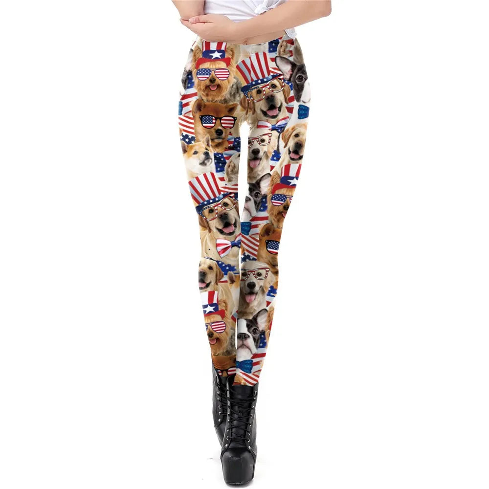 Cat Print Elastic Women Leggings