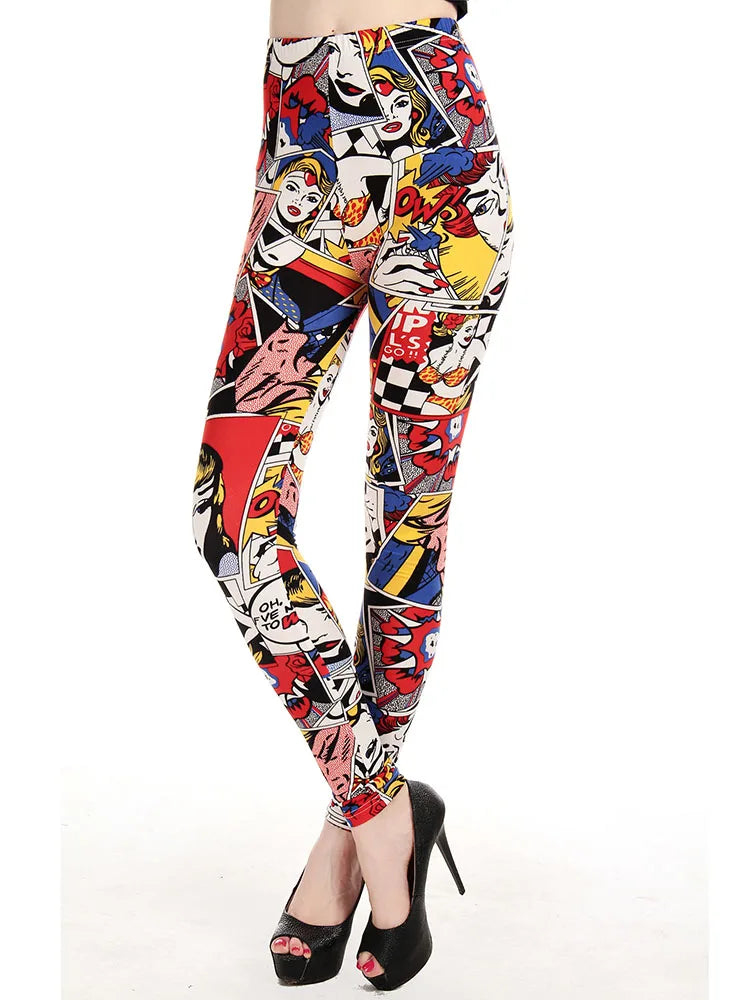 Women's Fitness Pants Elasticity Floral Stripe Grid Leggings