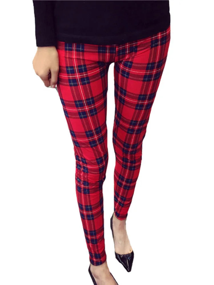 Women's Fitness Pants Elasticity Floral Stripe Grid Leggings