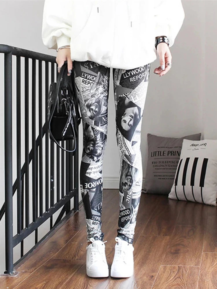 Women's Fitness Pants Elasticity Floral Stripe Grid Leggings