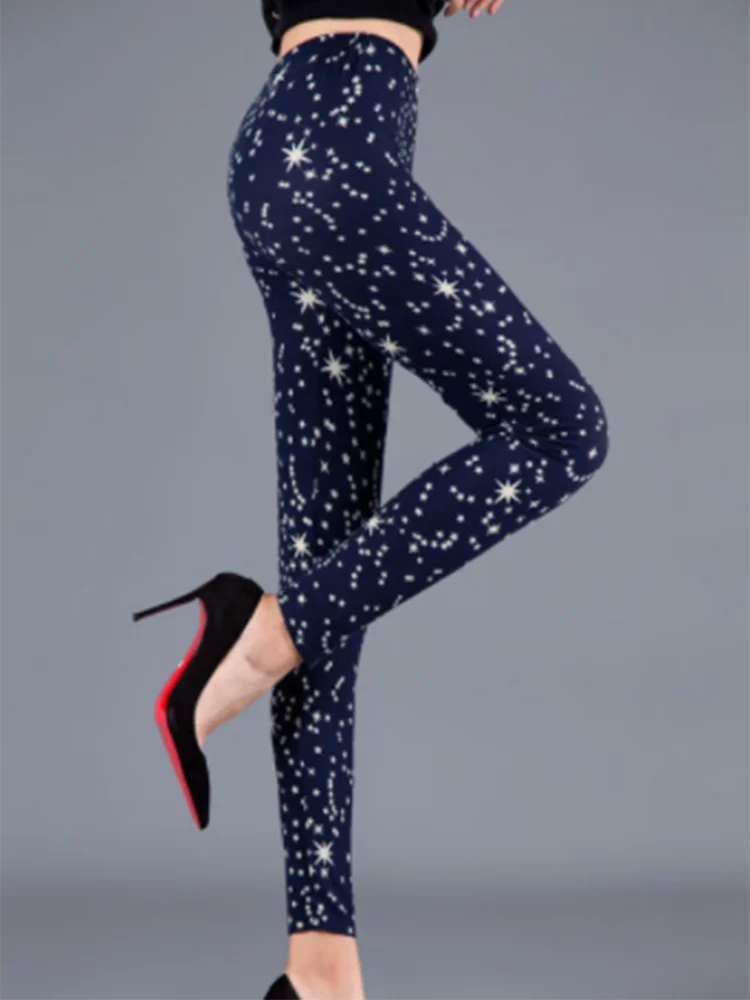 Women's Fitness Pants Elasticity Floral Stripe Grid Leggings
