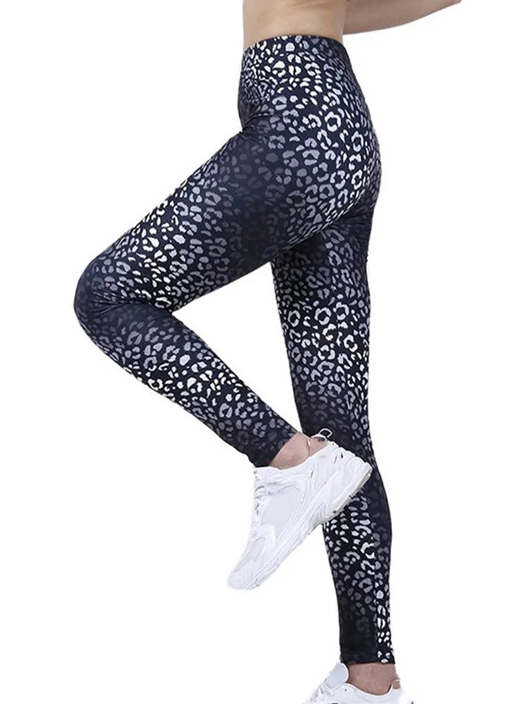 Women's Fitness Pants Elasticity Floral Stripe Grid Leggings