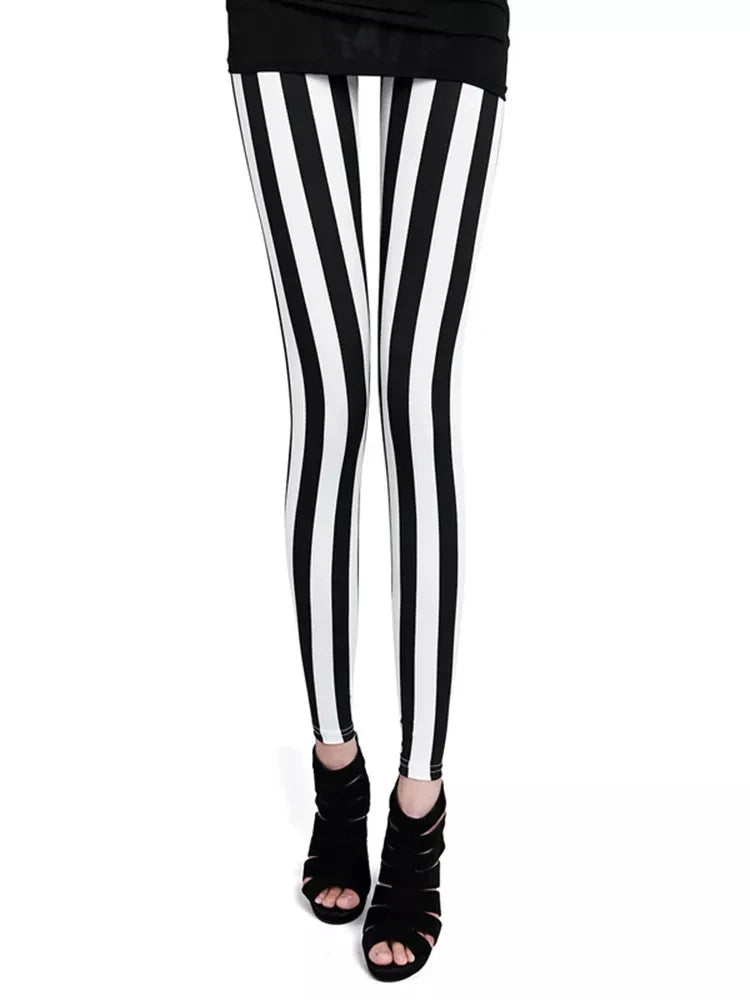 Women's Fitness Pants Elasticity Floral Stripe Grid Leggings