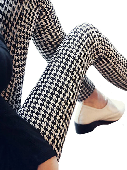 Women's Fitness Pants Elasticity Floral Stripe Grid Leggings